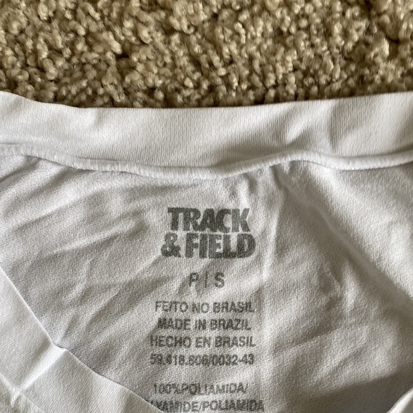 Track & Field white exercise top with flower design | size: s - Picture 3 of 4